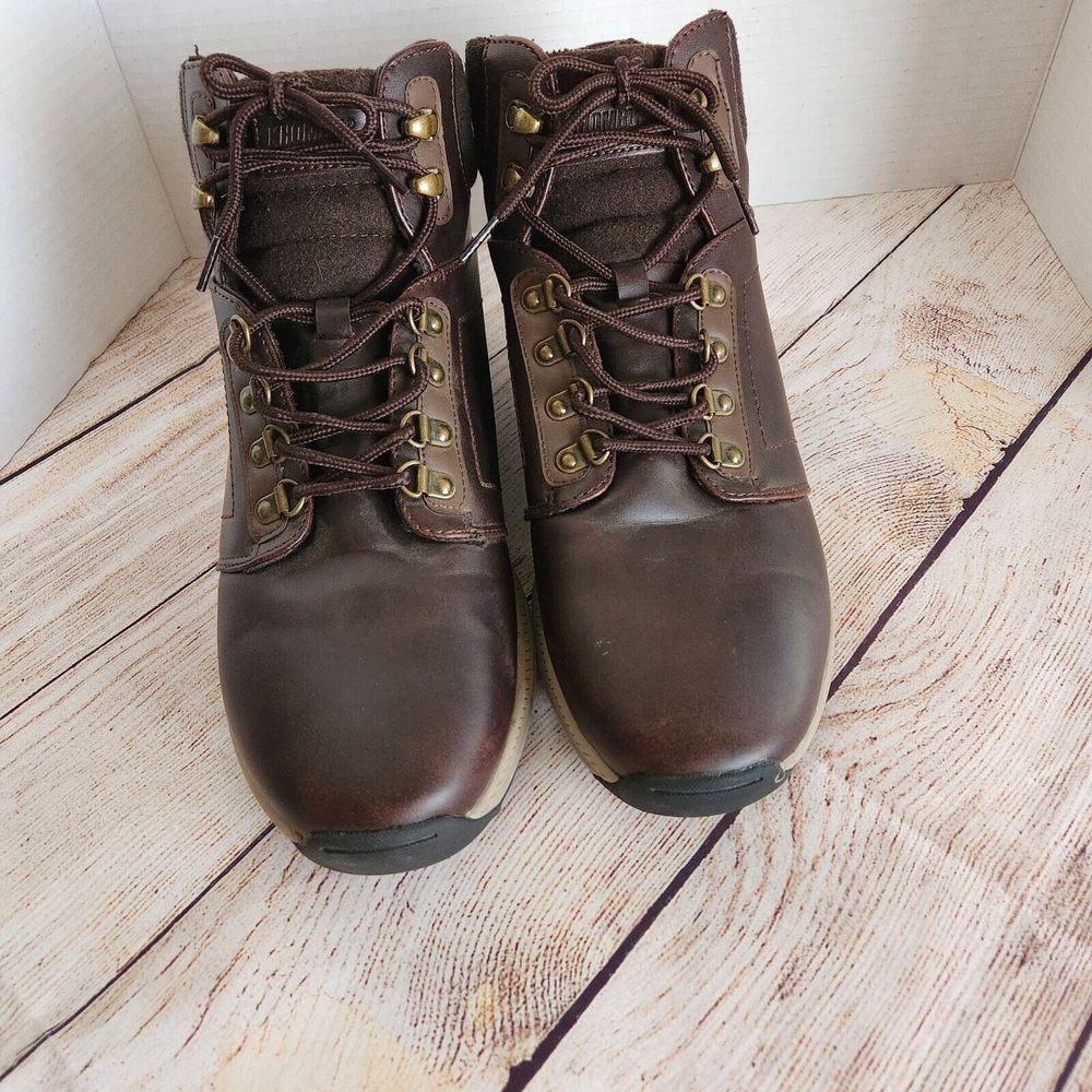 Khombu Men's Lightweight Memory Foam Nick Leather Hiker Boot - Brown - Size 12